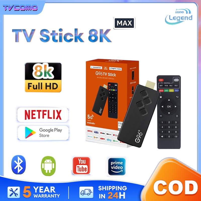 Android TV Stick 4K Smart TV Stick TV98 5G Wifi built-in Chromecast Android 11 WiFi Bluetooth Netflix Control Streaming Device Wi-Fi Remote for all TVs