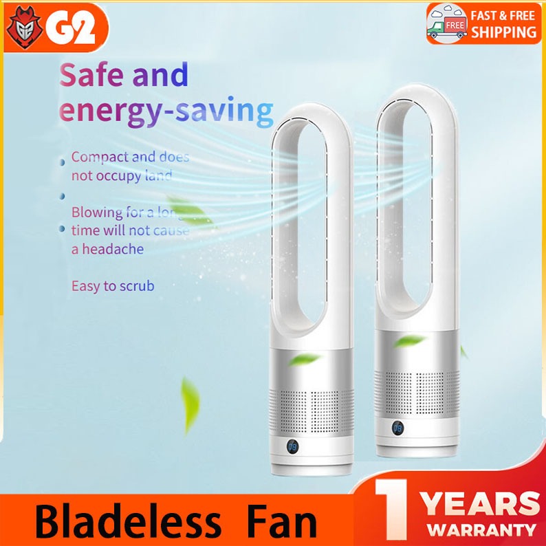 G2E Bladeless fan with 23 inches, 80 ° swing angle/8-hour timing/8 speeds/with filter/touch screen, safe for children and pets/easy to clean, Kipas berdiri angin kuat