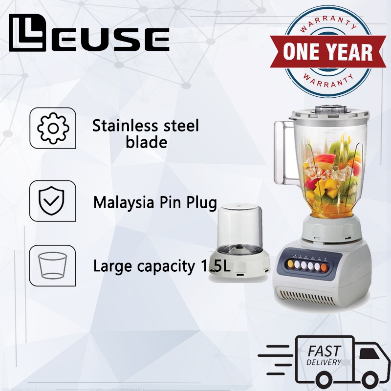 LEUSE 2 in 1 Blender With Grinder 1.5L Electric Blender Heavy Duty Original Fruits Juicer with Ice Crusher