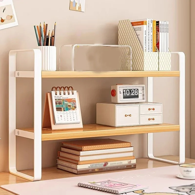 Desktop Storage Bookshelf Office Computer Desk Layered Cabinet Shelves for Organizing and Storing Books in Student Dormitories