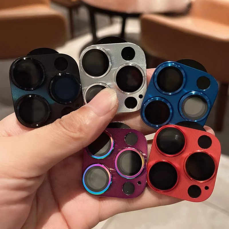 2 in1 Metal Camera Lens Protector For iPhone 15 14 13 12 Pro Max 11 14Pro Full Coverage Camera Protector Tempered Glass Film