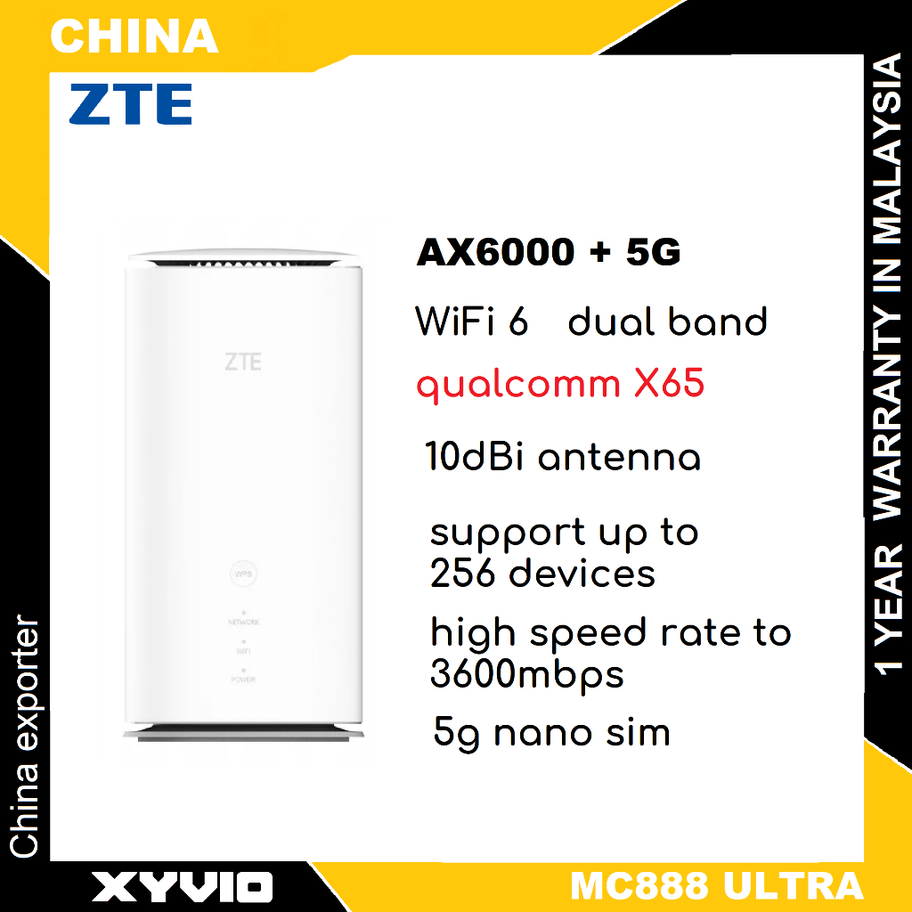 NEW LAUNCH!!! ZTE MC888 Pro / Vodafone MC888 Ultra AX6000 Qualcomm X65 WiFi 6 RJ45 2.5GE RJ11 nano SIM 5G Modem Router