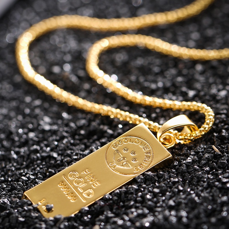 New MGOLD WE TRUST Hip Hop Necklace Gold Bar Pendant Necklace Hip Hop Jewelry