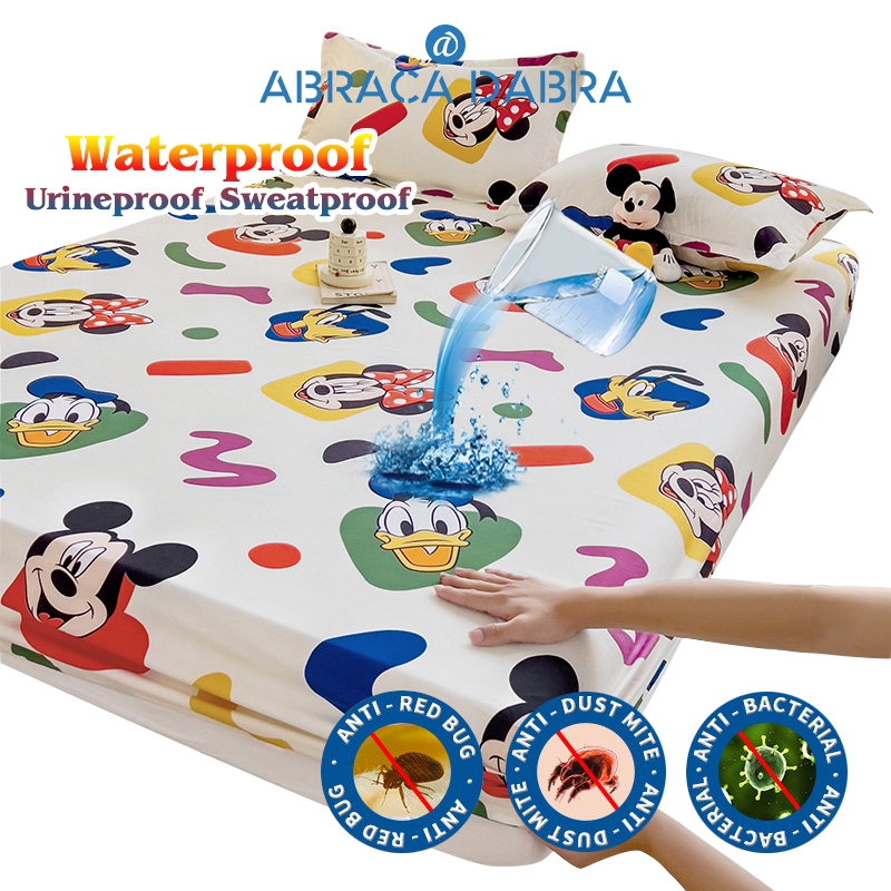 【Malaysia Ready Stock】Abraca Dabra 2023 new style 100% waterproof bed sheet fitted waterproof bedspread single cleaning pad mattress protector sweat-absorbent breathable single/super single/queen/king