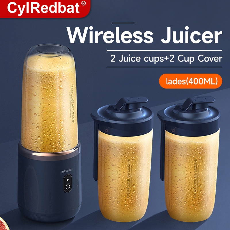 CylRedbat Fruit Juicer Blender Mini Electric Wireless Portable Fruit Juicer Blender USB Charging 6 Blade [Gift Juice Cup] 奶昔 水果 榨汁机