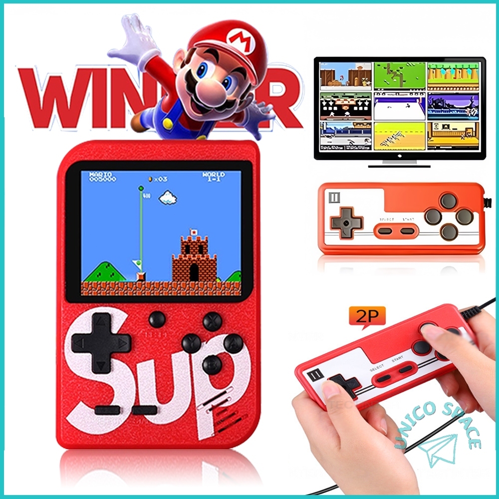 SUP X 400 In 1 Retro Game Console Mini Gameboy Game Console Built-in 400 Games Game Box AV Out For Kids Gifts Rechargeable Game Console Games 2 Player Portable