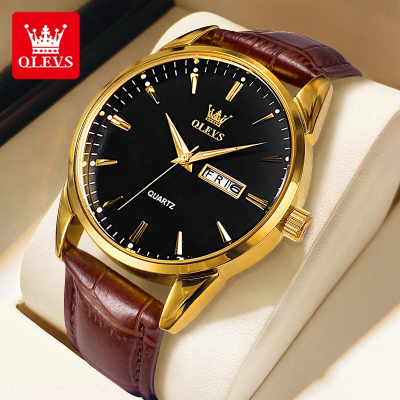 OLEVS Jam Tangan Pasangan Couple Watch Original Waterproof Quartz Luminous Leather Casual Watch 6898