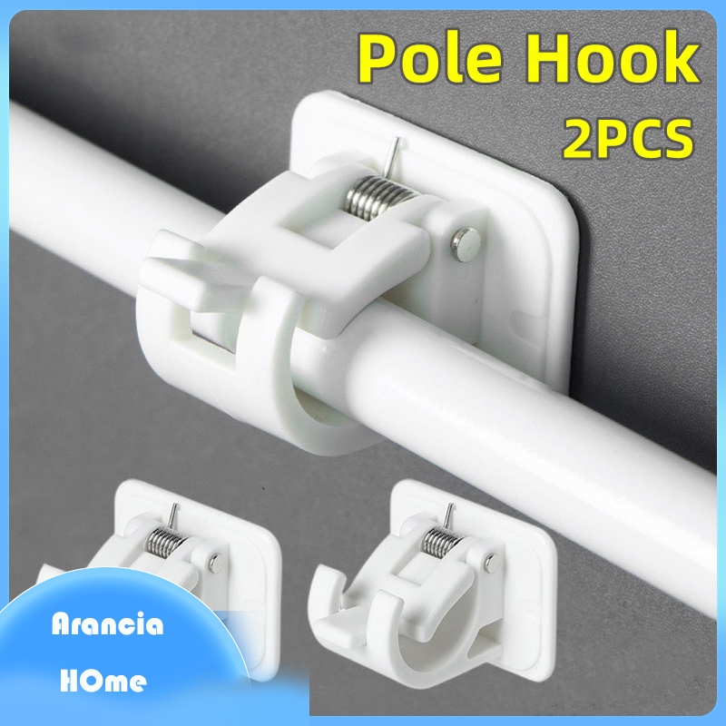 *READY STOCK AT MALAYSIA*2 Pcs Curtain Rod Shelf Bracket / Nail-Free Adjustable Holders / Self Adhesive Wall Hooks Cangkuk Dinding Pelekat Diri自粘墙钩