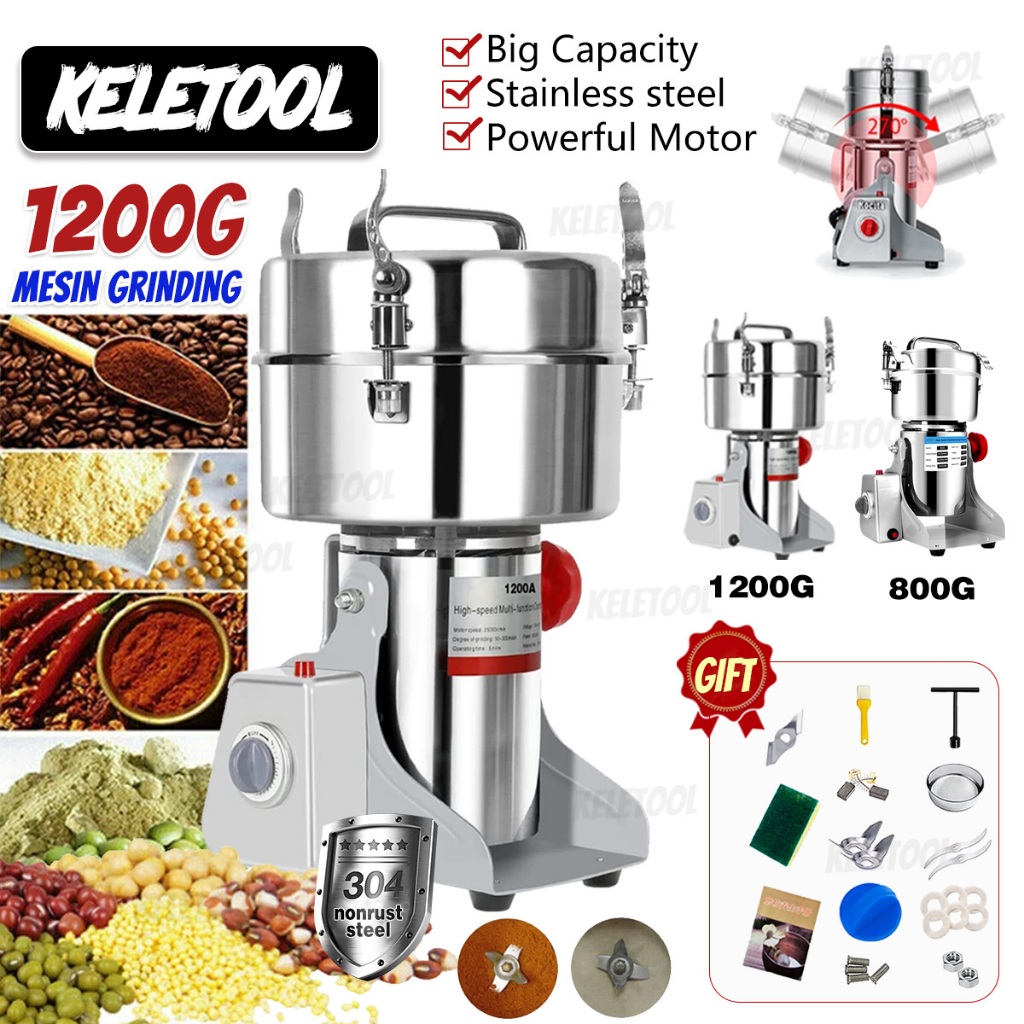 Pengisar kering 磨粉机 heavy duty grindergrinder Coffee Mill Flour Machine1200g Dry Food Powder Spice Grinder pengisar kering mesin ais kacang mesin