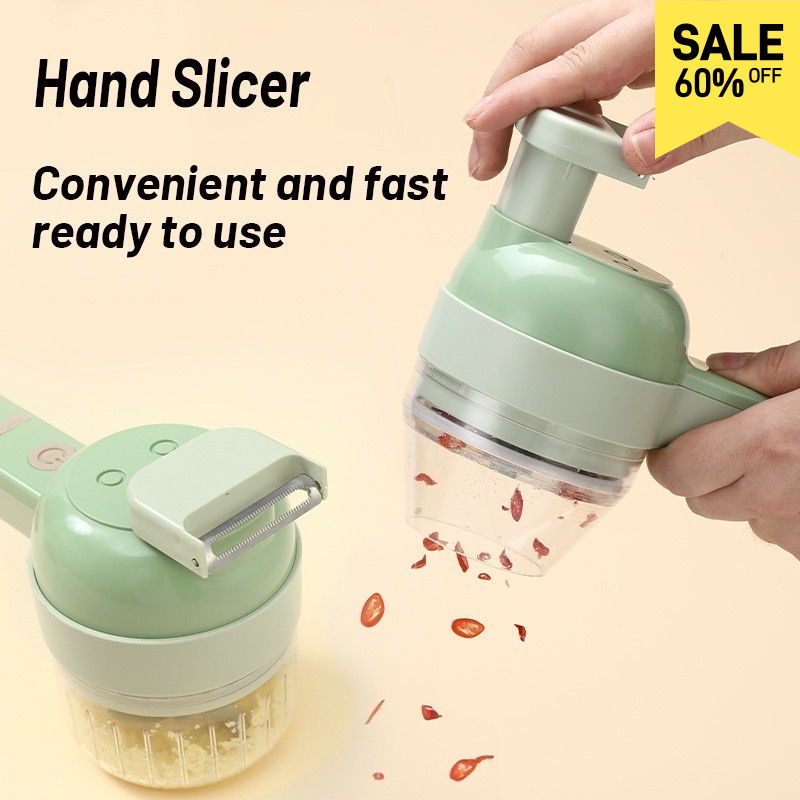 4 IN 1 Portable Electric Slicer /Masher /Garlic Chopper With Peel Function multifunctional vegetable cutter