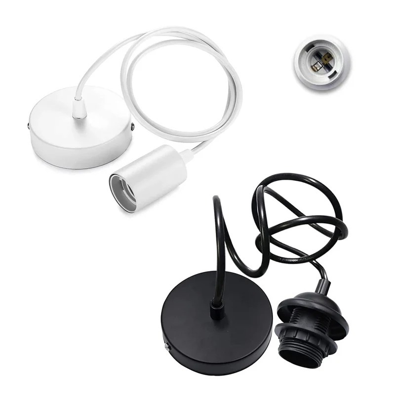 Vintage E27 Hanging Lamp Holders with 1M Cable Ceiling Lamp Holder Socket Nordic Half teeth Lampshade Base for Pendant light