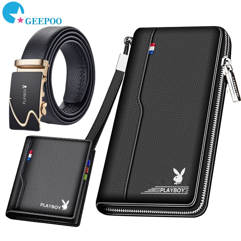 Men Bifold PU Leather Long Zipper Wallet Card Holder Short Wallet for Man Multi-Card Men's Zipper Coin Purse Dompet Lelaki Pendek Zip Beg Duit Syiling Purse Men