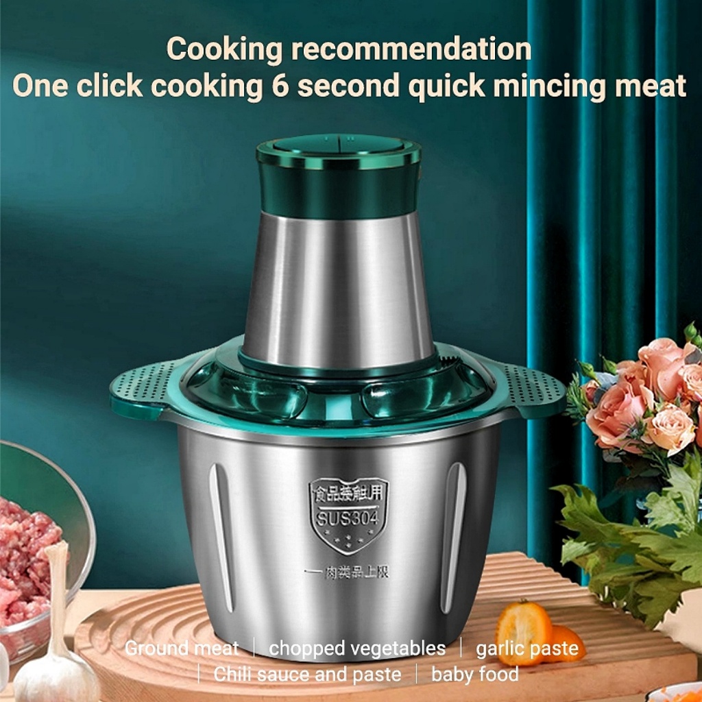 Tainless Steel Electric Food Chopper 2L/3L Grinder Mixer Mincer Masher Shredder Juicer