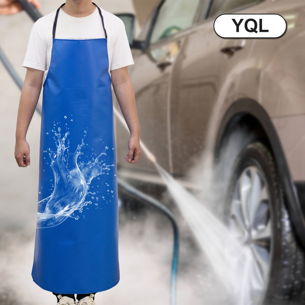 1pcs Waterproof Oil-proof PVC Apron Waist Lengthened Blue Resistant to High Temperature Acid Alkali Liquids Car Wash Apron