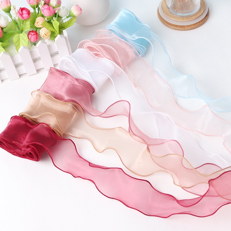 RHS Online 10 Yards Fishtail Ribbon Flower Packaging Floral Florist Gift Bouquet Wrapping Snow Yarn Ribbon Wave Band