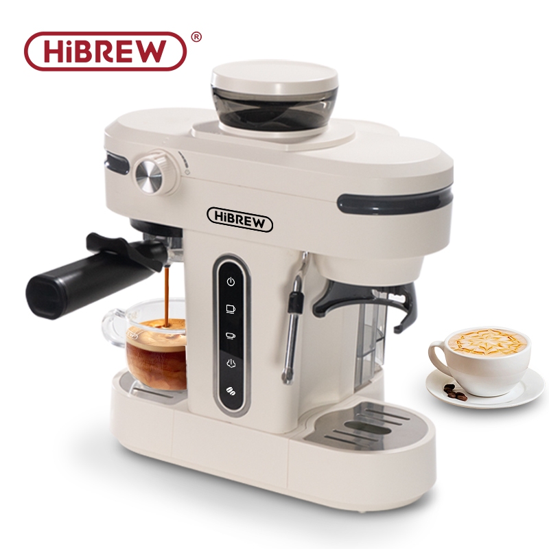 HiBREW 20 Bar Semi Automatic Espresso Coffee Maker With Grinder Bean For Cappuccino and Latte Milk Frothing System Machine H14