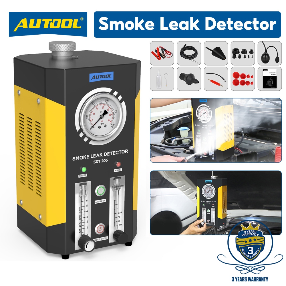 AUTOOL Car Smoke Leak Detector SDT206 Smoke Machine Pipe Leaking Detector EVAP Vacuum Smog Generator Leakage Diagnostic Tools Water Leak Detector Gas Leak Detector Leaking Sealant Tester Special Tools Automotive Smoke Detector Pipe Detector