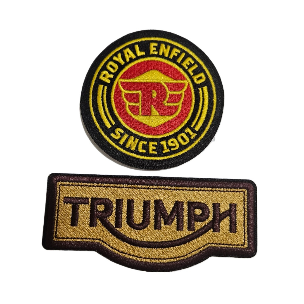 Customized Brand Logo Triumph Motorcycles Royal Enfield Embroidery Patches Iron On Sew On Harley-Davidson Motorcycles Stickers For Clothing Garment Jeans Jacket Hats Badge