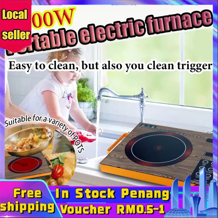 【Malaysia Spot Sale】Household 3500w portable electric range ceramic cooktop without picking multi-functional high-power tea cooking stove light wave induction cooker electric ceramic stove Touch screen control, 4-hour timer, easy to clean