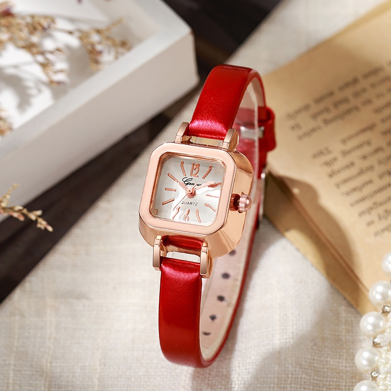 Ready Stock Kegllect Women Quartz Watch Ladies Slim Faux Leather Strap Square Dial Analog Wristwatch Jam Tangan Perempuan