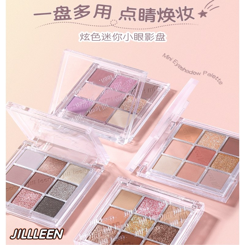 [New Color Online] JILLLEEN/Dazzling Color Mini Eyeshadow Palette Nine-Color Comprehensive Palette Small Portable Makeup Matte Daily All-Match Pearlescent Earth Color Makeup Beauty