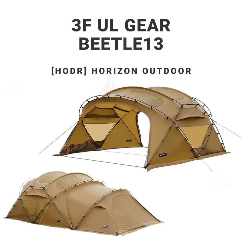 【LODR】3F UL GEAR Beetle13 V2.0 Outdoor Camping 2-4person 70D Nylon Fabric 12㎡ Spacious Room Tent Family Glamping Tent G Tent Dome Black Khaki Tents