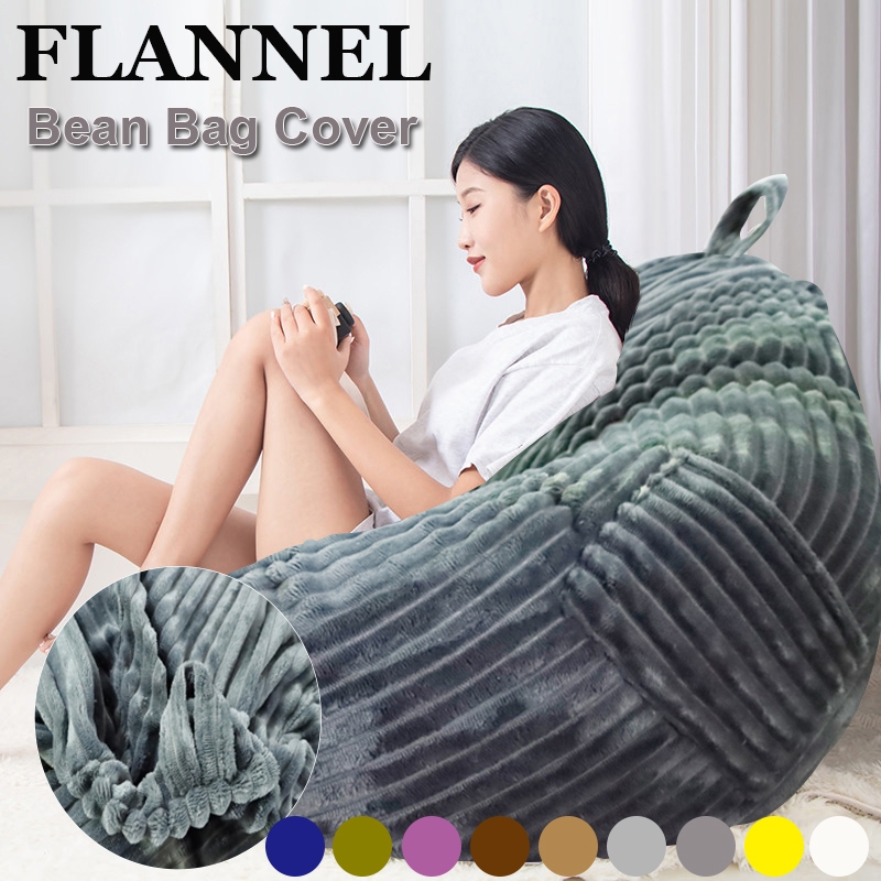 Upgrade Flannel Bean Bag Cover【ONSALE】S/M/L /XL sofa bean Stylish Bedroom Furniture Solid Color Single Bean Bag Lazy Sofa Cover DIY Filled Inside (No Filling)