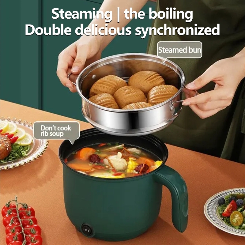 Mini Rice Cooker 1.5L Electric Frying Pot Peruk Nasi Non-stick Inner Pot Multi-function Cooker Double Boiler Hot Pan 電飯鍋