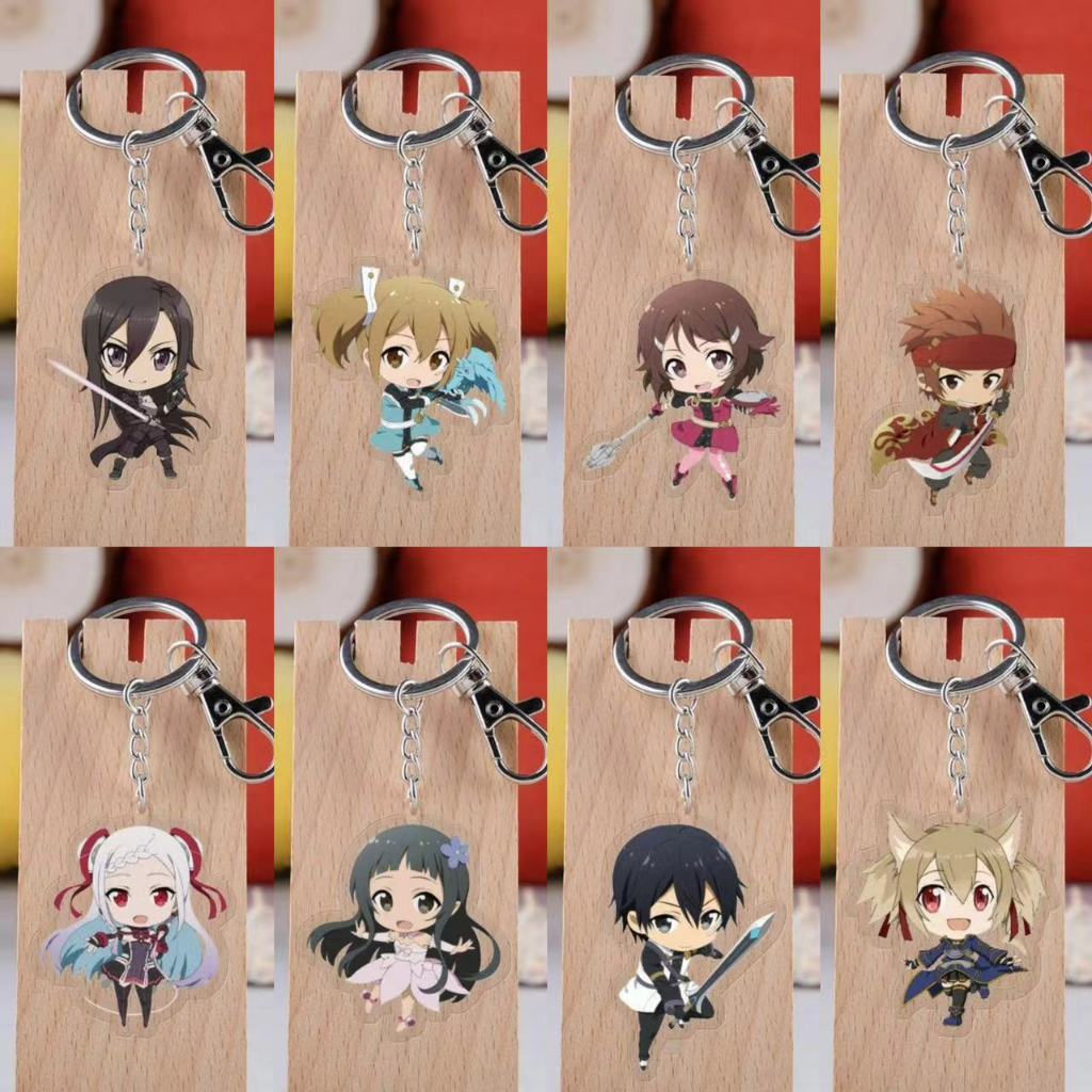 Anime Merchandise Sword Art Online Acrylic Keychain Kirito Asuna Transparent Pendant