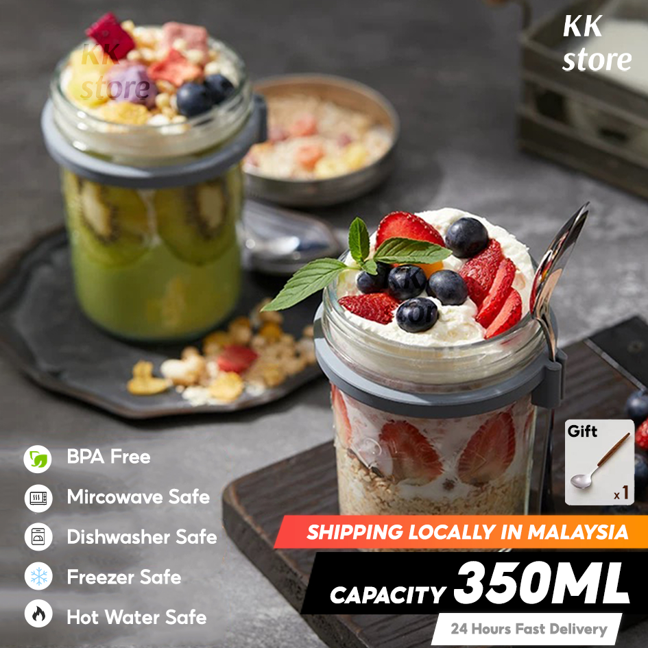 Oatmeal Cup Overnight Oats Breakfast Cup Free Spoon Sealed Cup Yogurt Cereal Cup Gradient Cup portable salad cup with