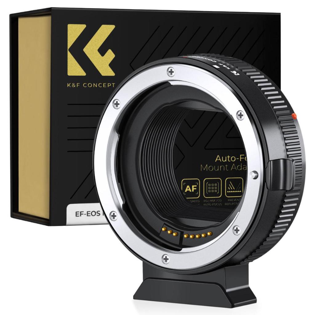 K&F Concept Auto Focus Lens Mount Adapter Ring EF/EF-S to EOS R Electronic Lens Adapter Compatible for Canon EF EF-S Mount Lens to EOS R Mount Cameras