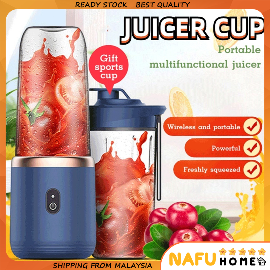 ⚡24h MY⚡ Electric fruit juicer blender juice mixer mini Wireless Portable USB Charging 6 Blade extra gift juice cup 榨汁机