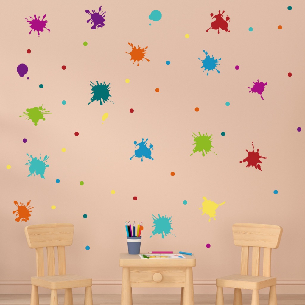 Colorful Inspirational Quotes Wall Decals Watercolor Paint Wall Decals Ink Splatter Splotches Wall Stickers Motivational Lettering Positive Sayings Stickers Kids Classroom Nursery