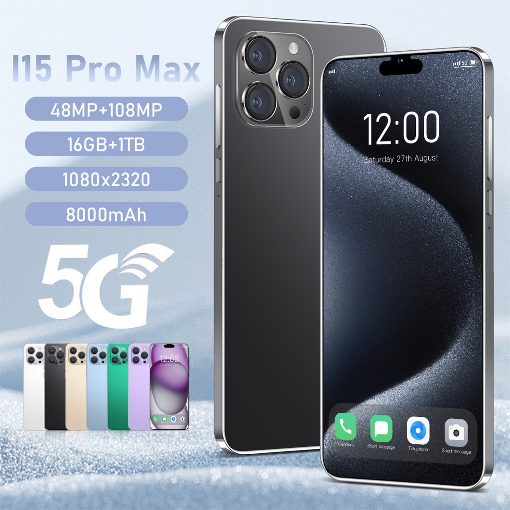 Mobile i15 Pro Max 16GB+1TB 6.8-inch high-definition screen 5G WiFi smartphone 7800mAh new affordable smartphone high-definition camera dual SIM card phone