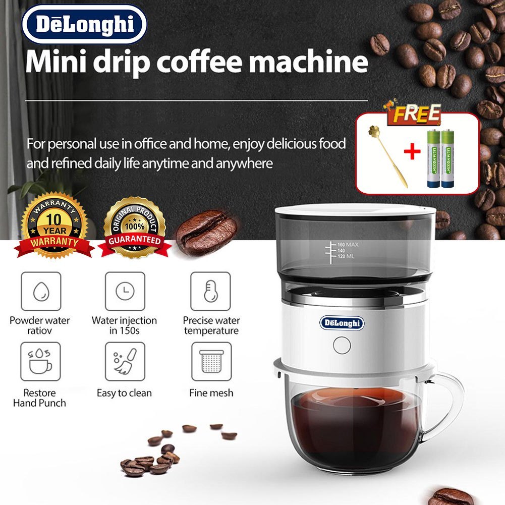 [In stock]DeLonghi Mini Coffee Machine Hand-Pressed Coffee Maker Coffee Brewer Grinder Automatic Hand Drip Coffee Maker Coffeeware Cappuccino