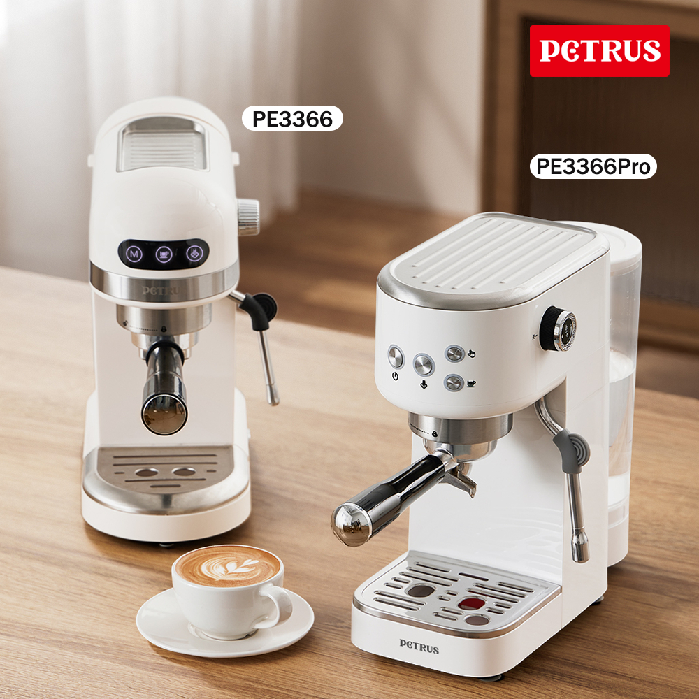 Petrus Coffee Machine Compact Espresso Coffee Maker 15 Bar Auto Extraction with Foaming Milk PE3366