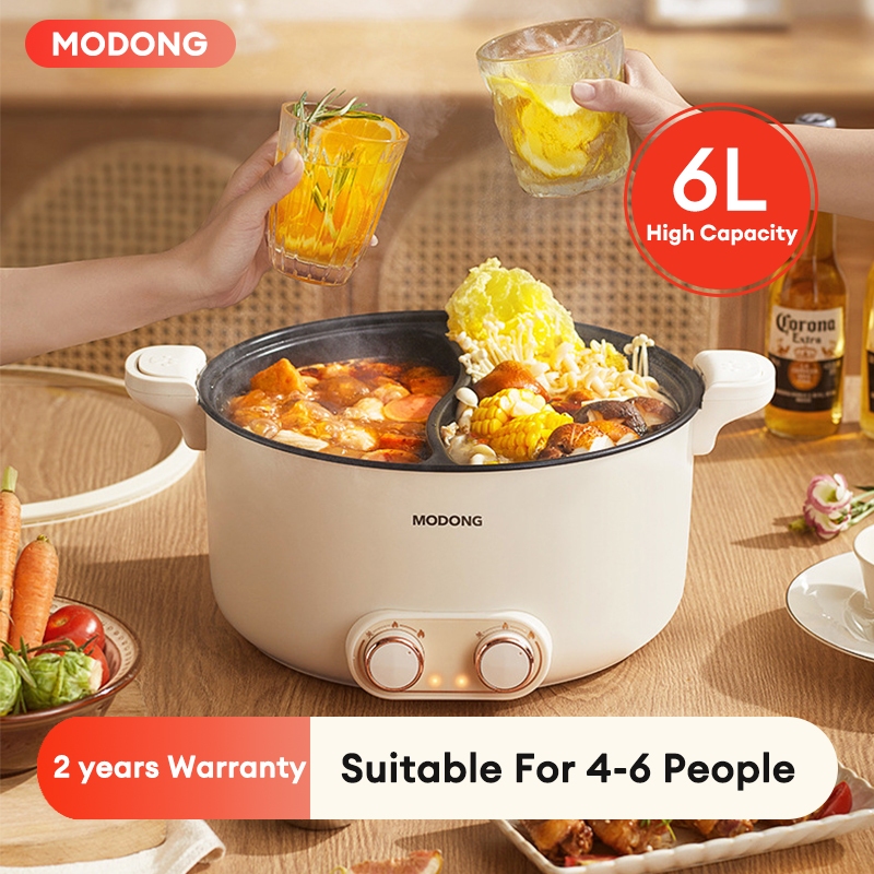 Mandarin duck pot Household Electric Hot pot 6L Non Stick Cooker Portable Electric Cooker Periuk Nasi Multicooker Hostel Cooke 鸳鸯电火锅