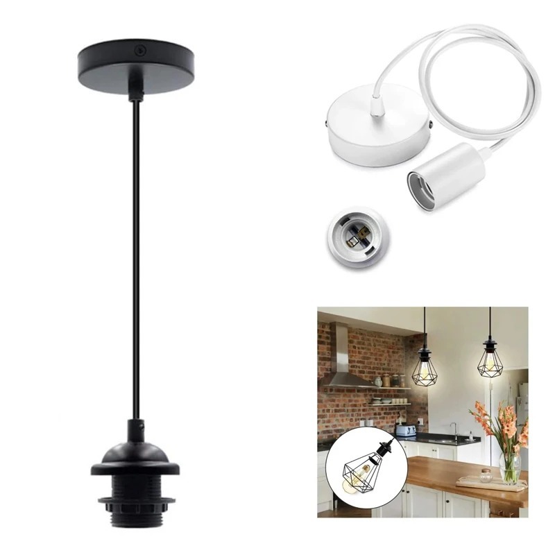 Vintage Edison Lamp E27 Screw Base Hanging Pendant Light Fixture Full Tooth Fit for Lampshade Bulb Holder Industrial Ceiling Lam