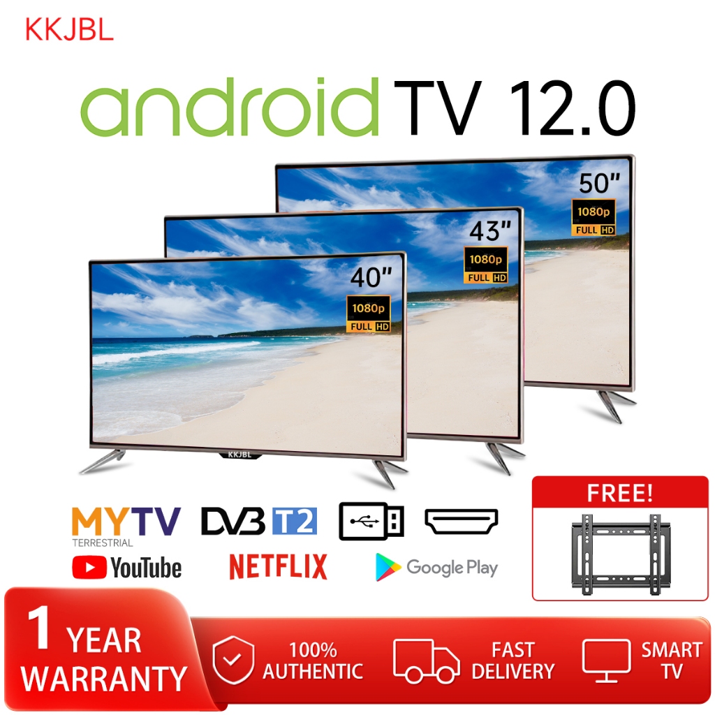 KKJBL&JEAANSP TV Smart TV 32/40/43/46/50/55 inch LED Television With Android TV DVB-T2/MYTV/HDMI/USB/WiFi/Bluetooth/Netflix/YouTube One year warranty