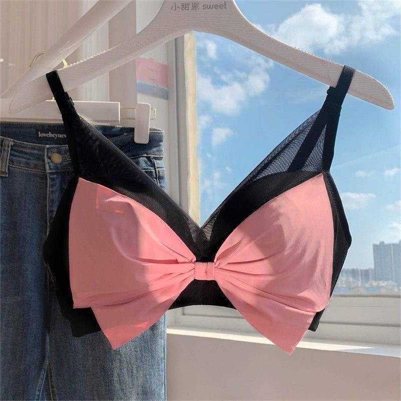 Underwear Expert Bowknot Underwear Pure Desire Girl Underwear Women Seamless Wireless Bra Small Breasts Push Up Push Up Un