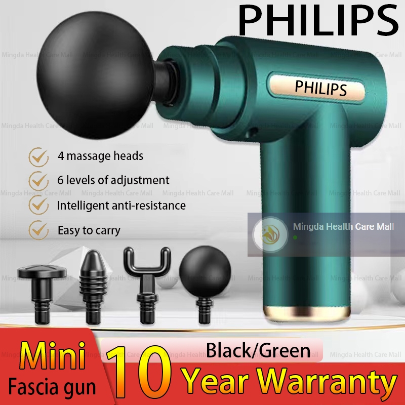 (10 Years Warranty - In Stock) Philips 100% Original Fascia Gun LCD Touch Screen Meridian Massage Gun Mini Neck Massager Relaxation Tissue Gun Combat Handheld Massage Gun Leg Massa