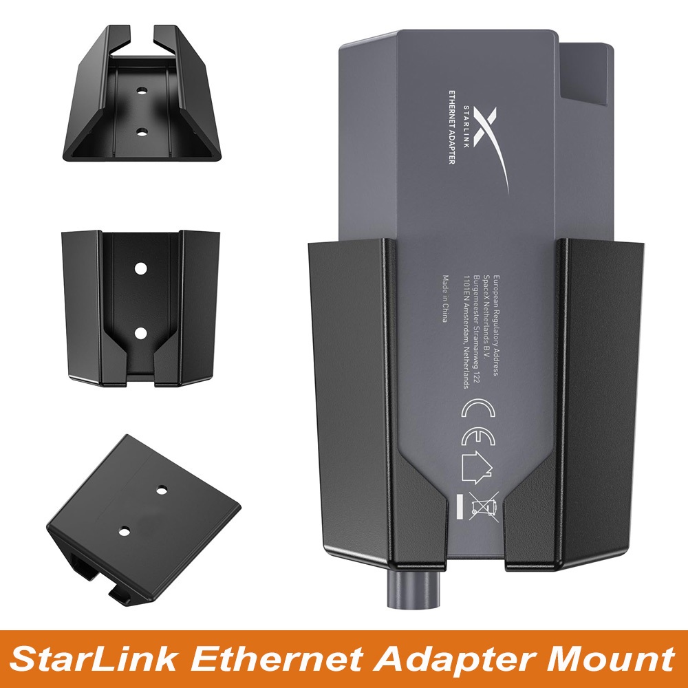 StarLink Ethernet Adapter Mount, Star Link Internet Kit Satellite Brackets Stability ABS Mounting Kit for Starlink Ethernet Adapter(Black)