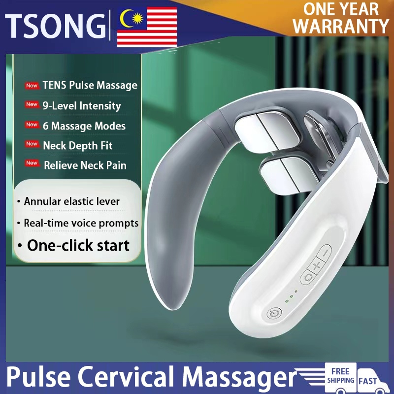 TSONG Neck Massager, 6 Modes/9 Levels of Intensity/TENS Pulse/Heating/Relaxation/Male/Female/Room/Office/Study/Outdoor, White Massager Neck Massager/Massager, White