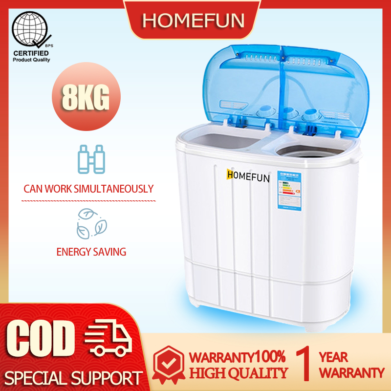 HOMEFUN 2 mini top mounted washing machines with a capacity of 8Kg, 2-in-1 washing machine, available for booking laundry times