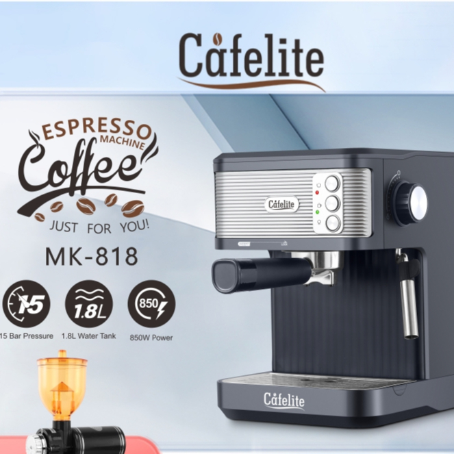 （😍Free shipping🚚）cafelite MK818 15 Bar 1.8L Coffee machine Professional grade home coffee machine(Complimentary hand bean grinder)