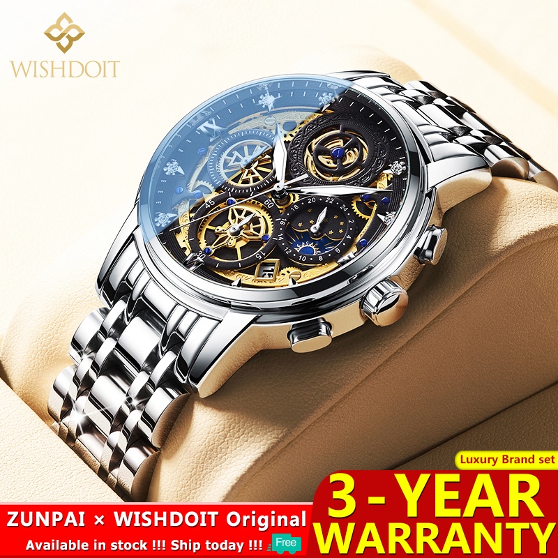 WISHDOIT Jam Tangan Lelaki Original Waterproof Stainless Steel Luxury Fashion Busines Men Wristwatch