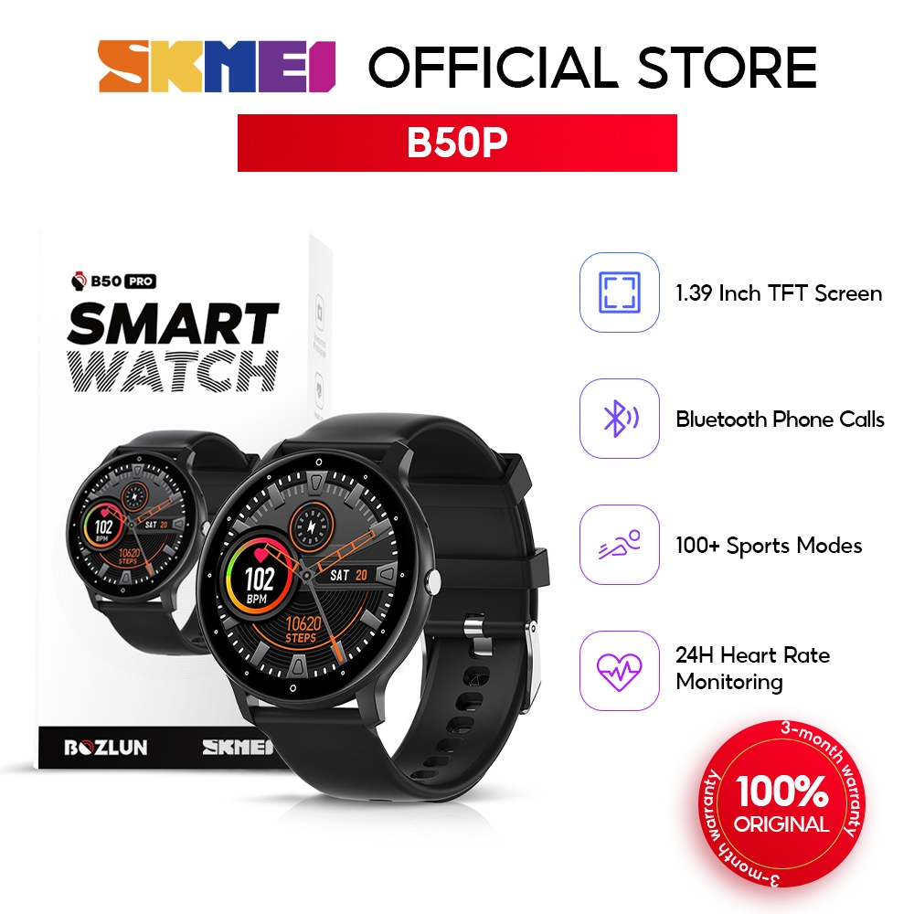 SKMEI Smart Watch Bluetooth Phone Call Waterproof Fitness Tracker Full Touch Screen Heart Rate Multifunctional Sport Running Watch Jam Tangan Lelaki Original Telefon Blood Pressure Monitor Bluetooth For Android iOS