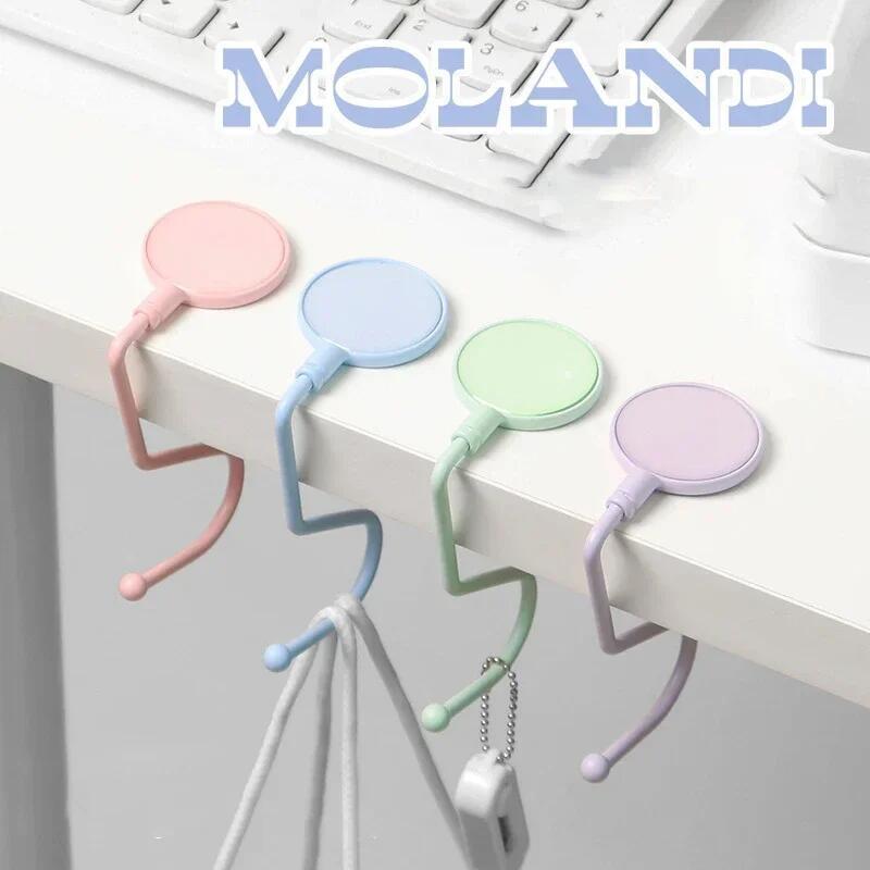 Kawaii Morandi Bag Hanger Portable Instant Purse Handbag Hooks Heavy Duty Travel Table Bag Holder Desk Organizers Bag Hanger for Home Office
