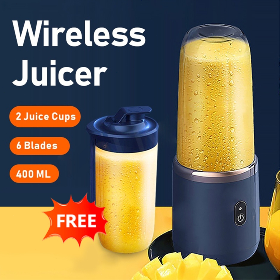 2Cup Electric fruit juicer blender juice mixer mini Wireless Portable household USB Charging 6 Blade gift juice cup榨汁机