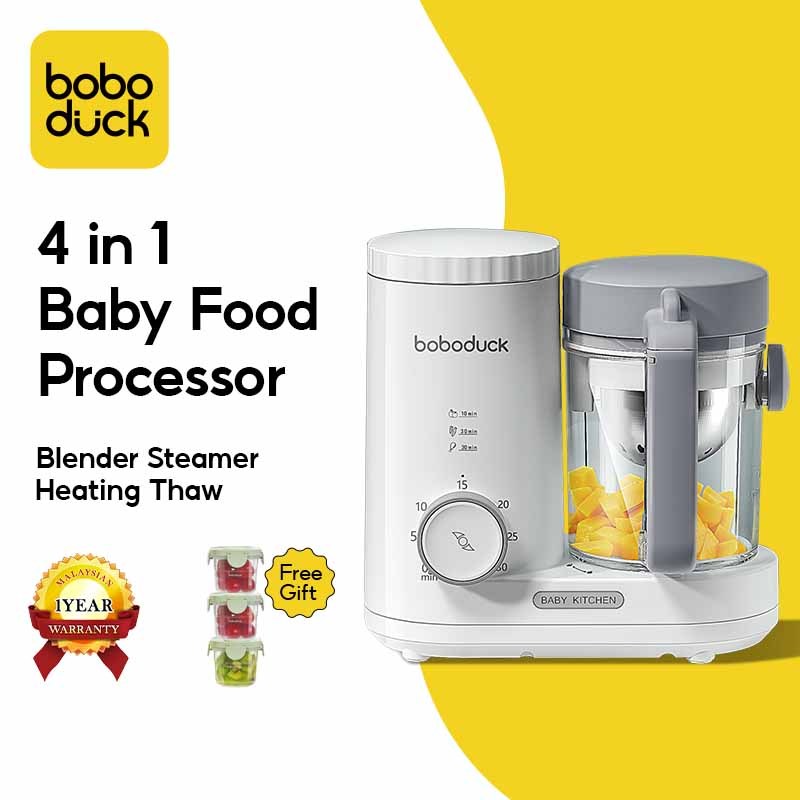 Boboduck 4 in 1 Baby Food Processor Heating/Steam/Defrost/Blend Can Cook Rice/Porridge F9005